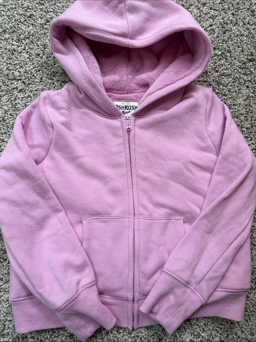 OshKosh B'gosh Pink heavy Fleece-Lined Zip Hoodie size 7